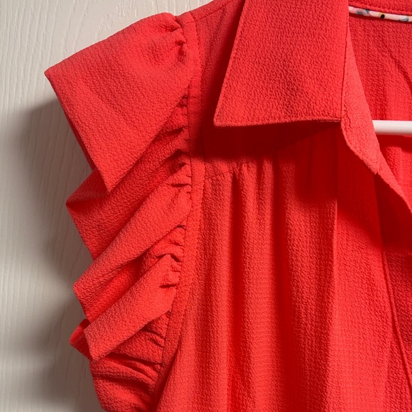 Umgee Bright Red/Orange Textured Dress - Picture 4 of 7